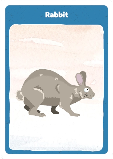 Playing card with cartoon illustration of a rabbit.